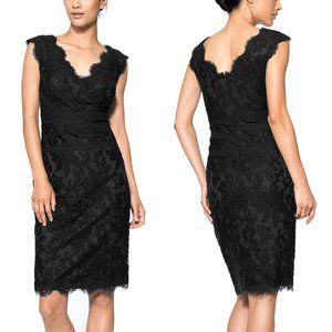 Tadashi Shoji Black Embroidered Lace V Neck Dress
